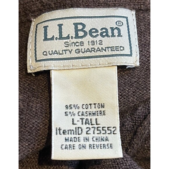 LL BEAN V Neck Sweater Cashmere Blend Mens L Tall Brown Cozy Soft Grandpa Dad - Picture 4 of 5